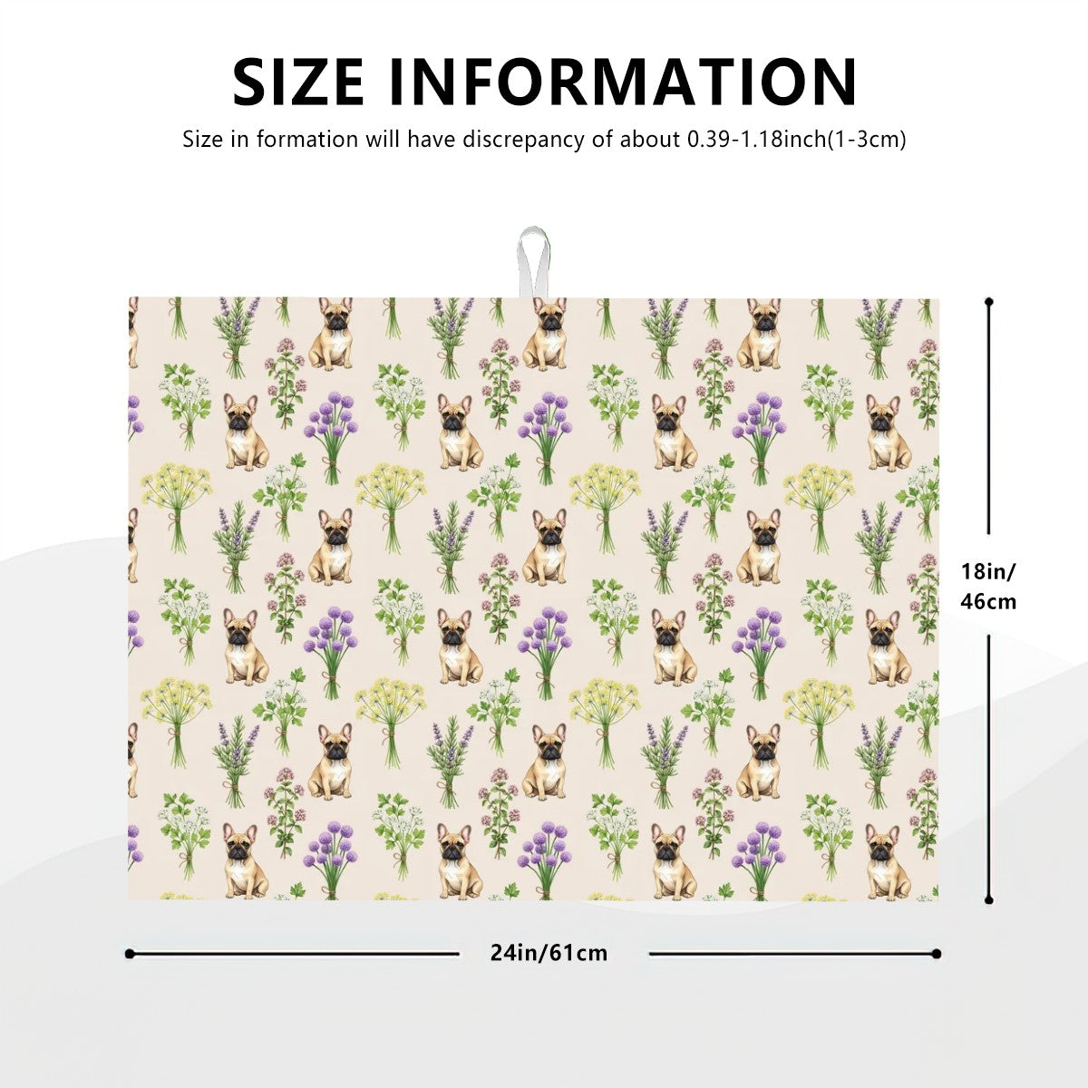 French Bulldog Large Dish Drying Mat