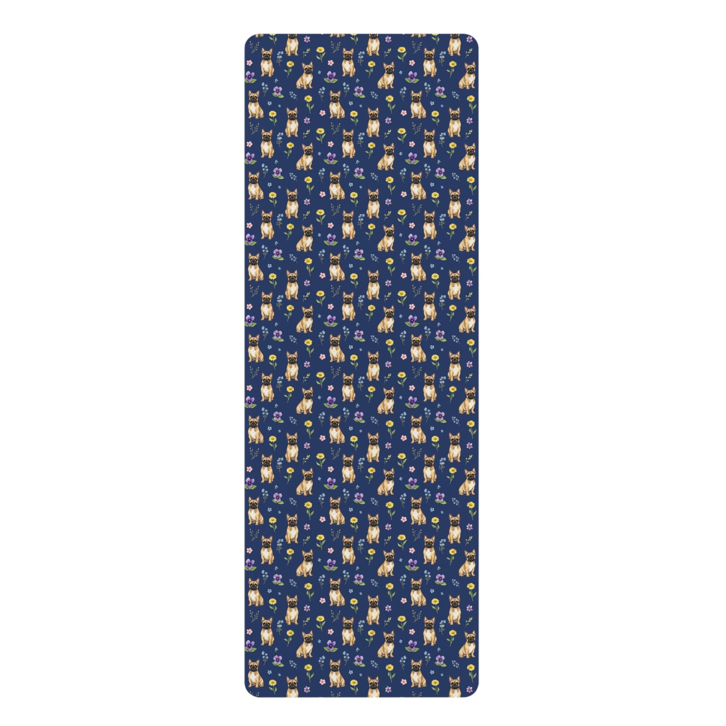 French Bulldog Dog Floral Yoga Mat – Durable Non-Slip Rubber Surface for Home & Studio Practice