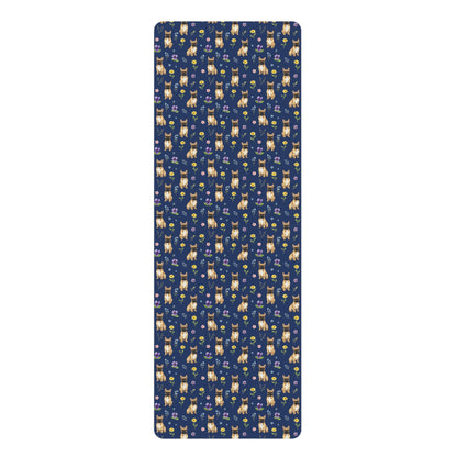 French Bulldog Dog Floral Yoga Mat – Durable Non-Slip Rubber Surface for Home & Studio Practice