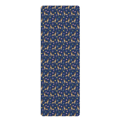 German Shepherd Dog Floral Yoga Mat – Durable Non-Slip Rubber Surface for Home & Studio Practice