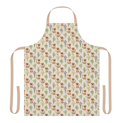 Goldendoodle Dog & Herbs Kitchen Apron