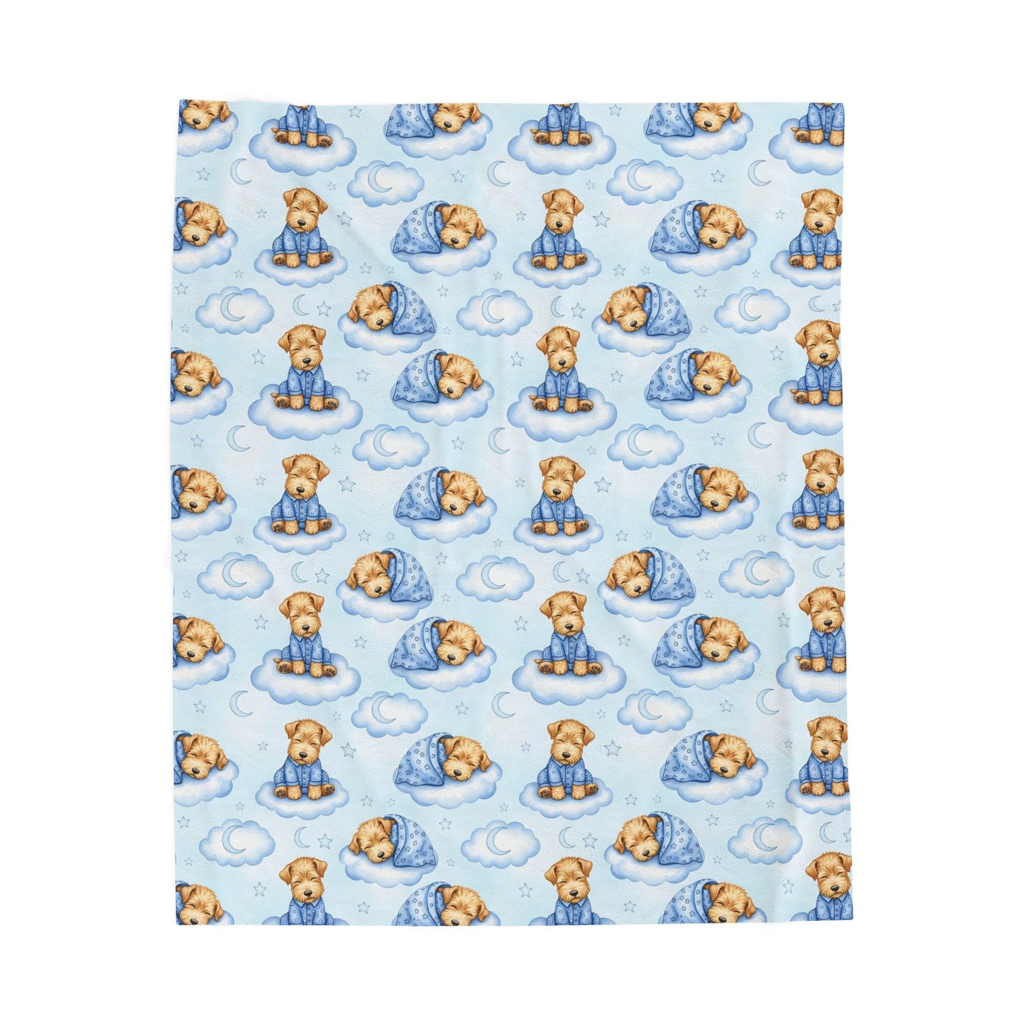 Wheaten Terrier Blue Baby Blanket, Wheaten Dog Baby Shower Baby Boy Newborn Gift Hospital Announcement Blanket Coming Home