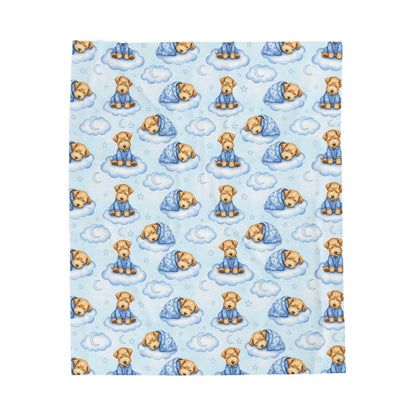 Wheaten Terrier Blue Baby Blanket, Wheaten Dog Baby Shower Baby Boy Newborn Gift Hospital Announcement Blanket Coming Home