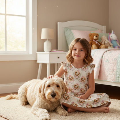 Goldendoodle Girl's Flutter Sleeve Nightgown