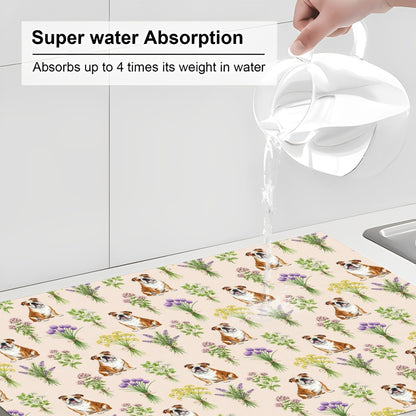 English Bulldog Large Dish Drying Mat