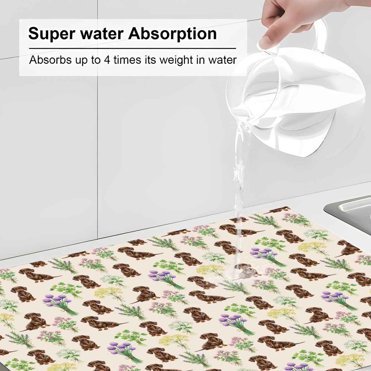 Dachshund Large Dish Drying Mat