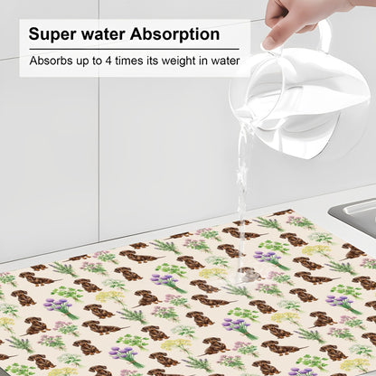 Dachshund Large Dish Drying Mat