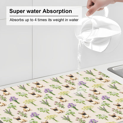 French Bulldog Large Dish Drying Mat