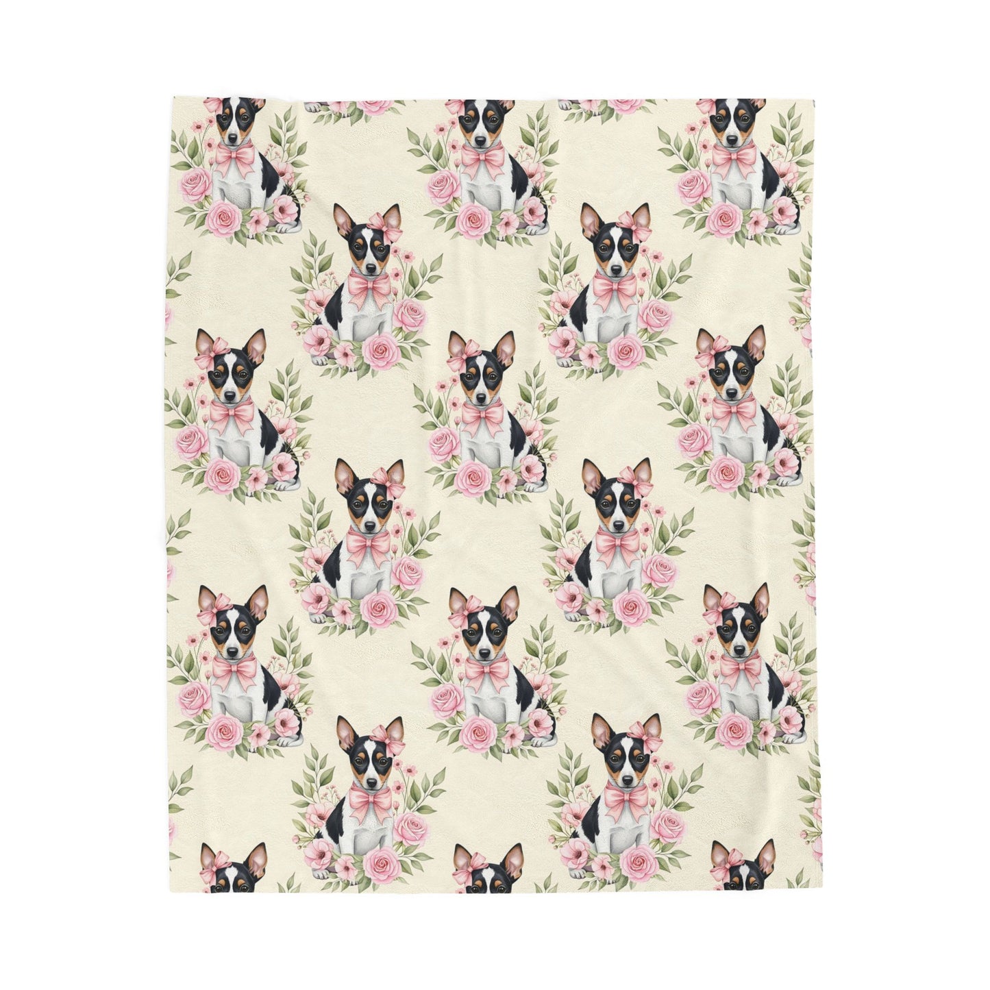 Rat Terrier Pink Baby Blanket, Rat Terrier Dog Baby Shower Baby Girl Newborn Gift Hospital Announcement Blanket Coming Home