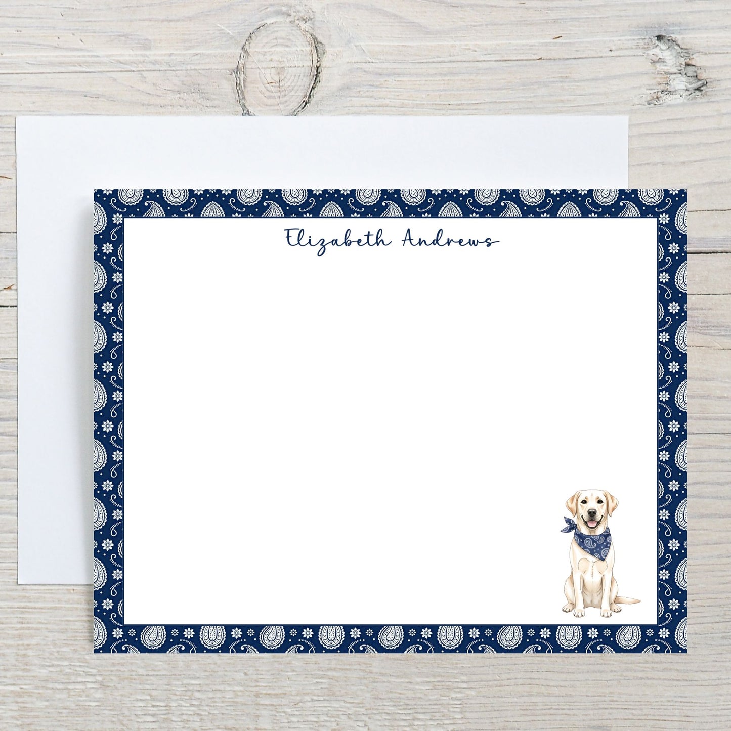Labrador Retriever Navy Blue Paisley Notecard Set