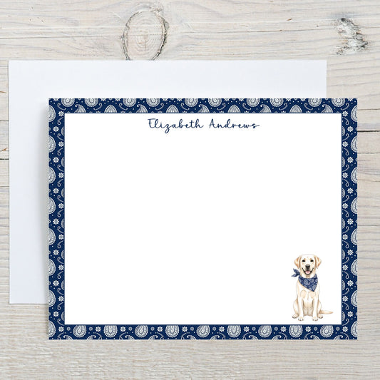 Labrador Retriever Navy Blue Paisley Notecard Set