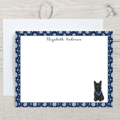 Scottish Terrier Navy Blue Paisley Notecard Set
