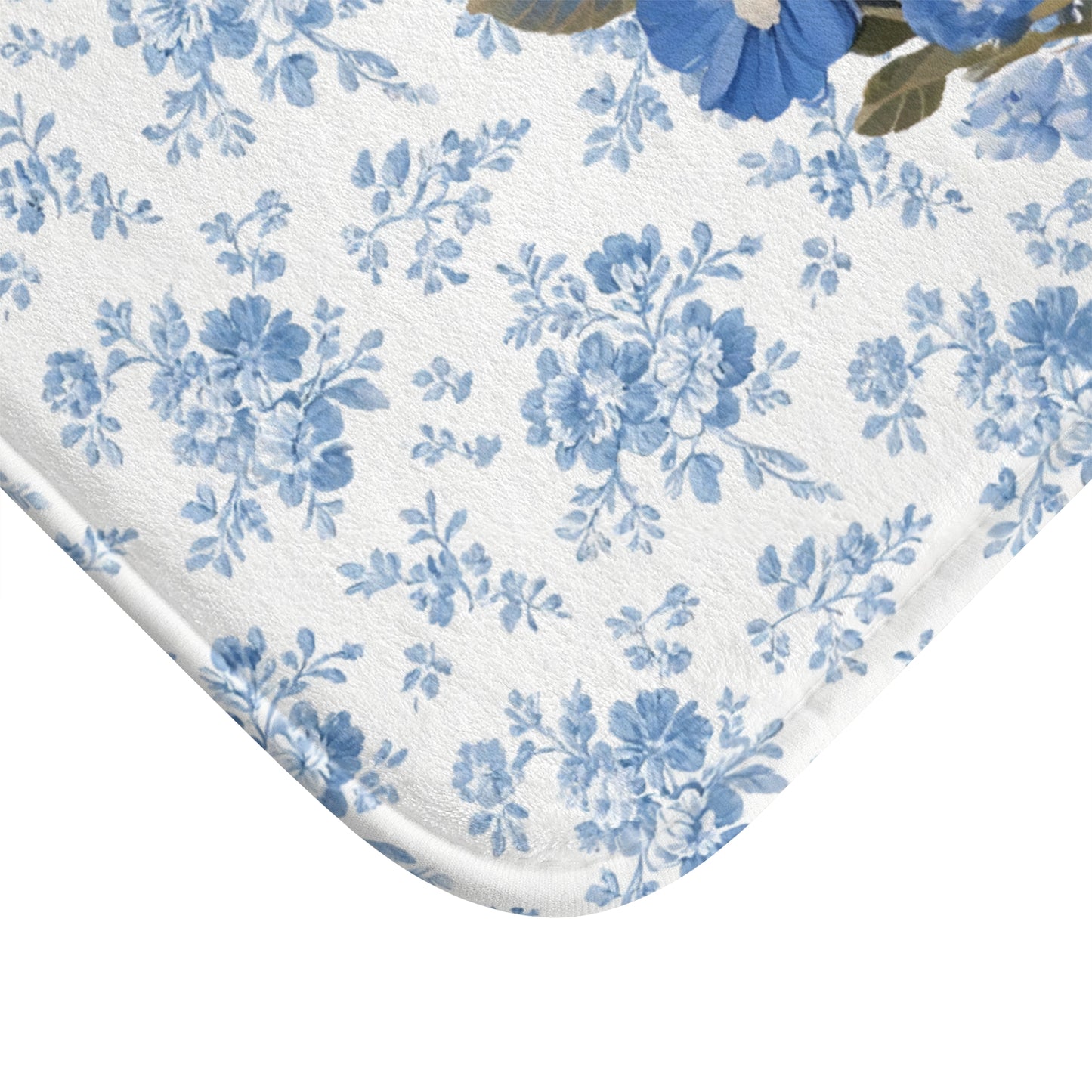 Blue Floral Corgi Bath Mat – Cute Corgi Dog Bathroom Rug