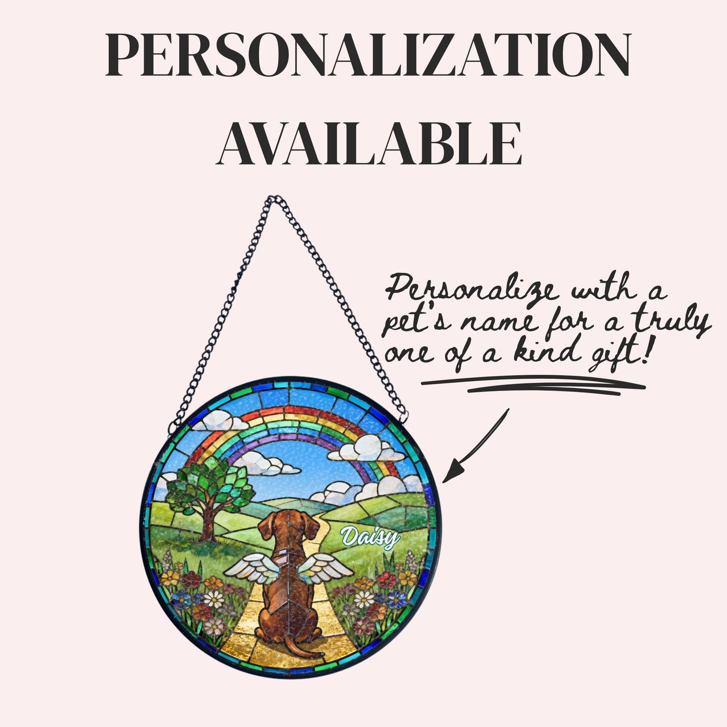 Dachshund Rainbow Bridge Stained Glass Suncatcher