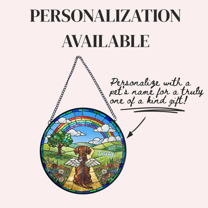 Dachshund Rainbow Bridge Stained Glass Suncatcher