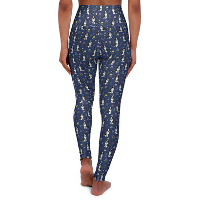 Portuguese Water Dog Floral High Waisted Yoga Leggings - Perfect for Fitness & Everyday Wear