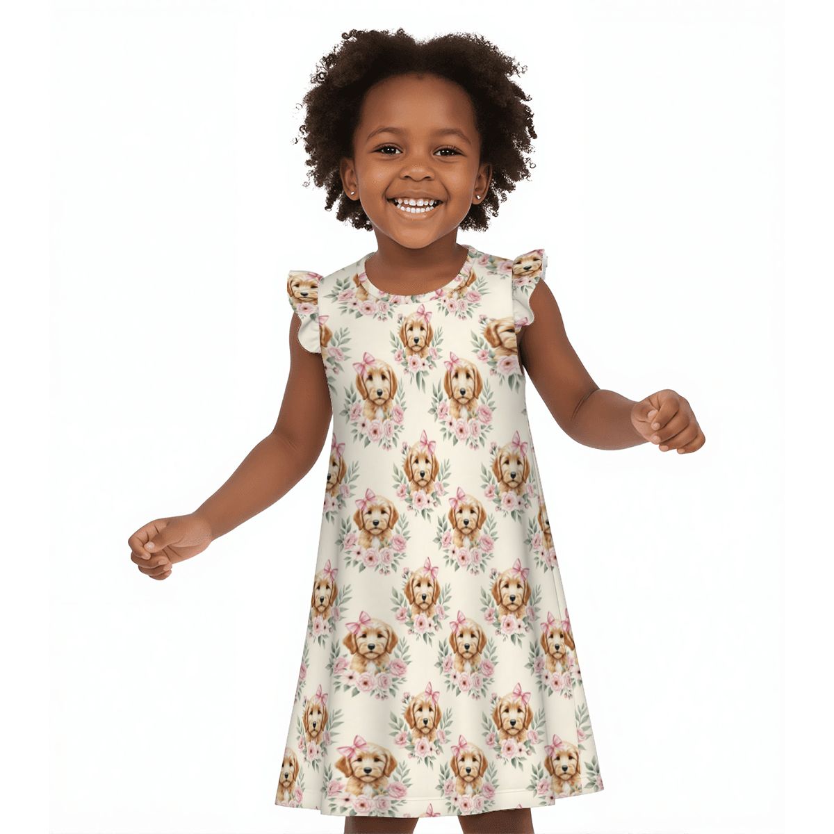 Goldendoodle Girl's Flutter Sleeve Nightgown