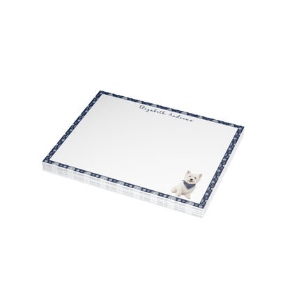 West Highland White Terrier Navy Blue Paisley Notecard Set