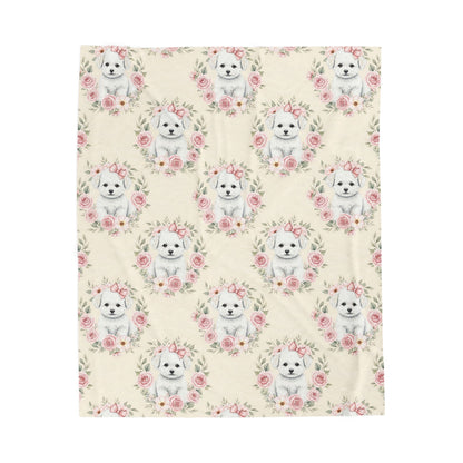 Bichon Frise Pink Baby Blanket, Bichon Frise Dog Baby Shower Baby Girl Newborn Gift Hospital Announcement Blanket Coming Home