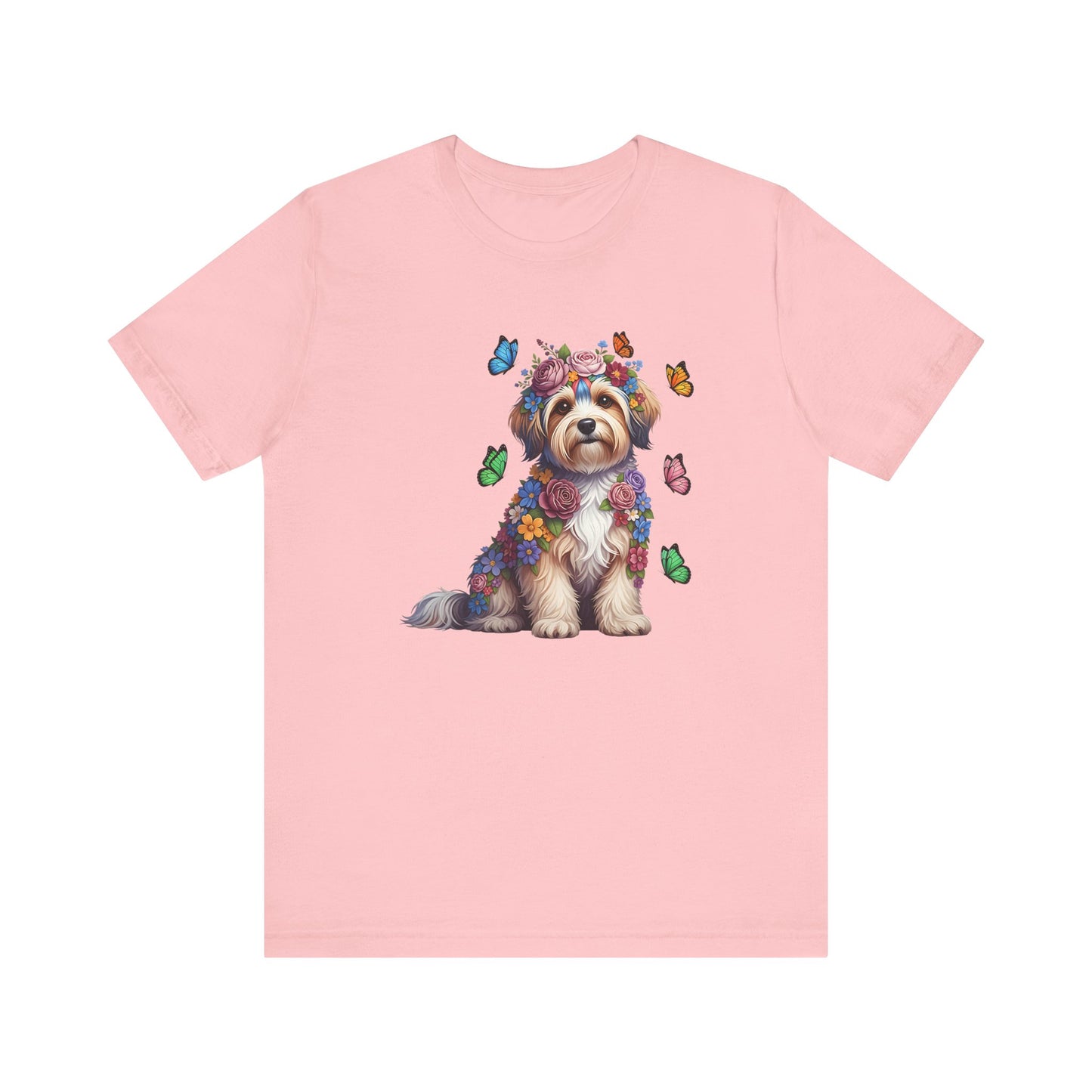 Whimsical Floral Havanese Tee – Colorful Dog Lover Shirt with Butterflies