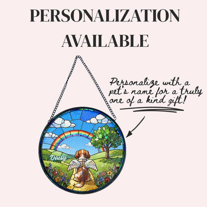 Cavalier King Charles Spaniel Rainbow Bridge Stained Glass Suncatcher