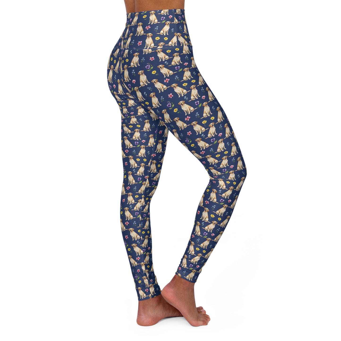 Labrador Retriever Dog Floral High Waisted Yoga Leggings - Perfect for Fitness & Everyday Wear