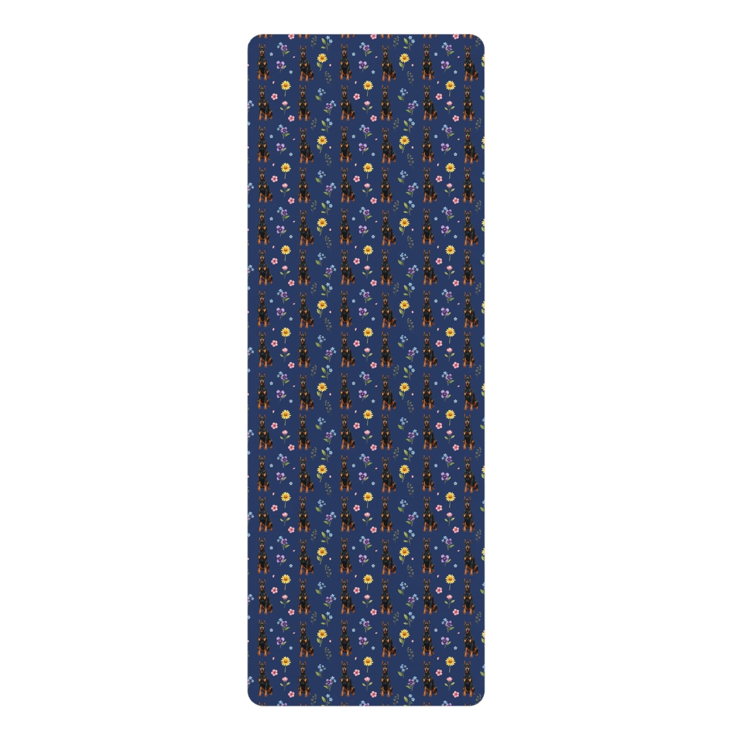 Doberman Pinscher Dog Floral Yoga Mat – Durable Non-Slip Rubber Surface for Home & Studio Practice