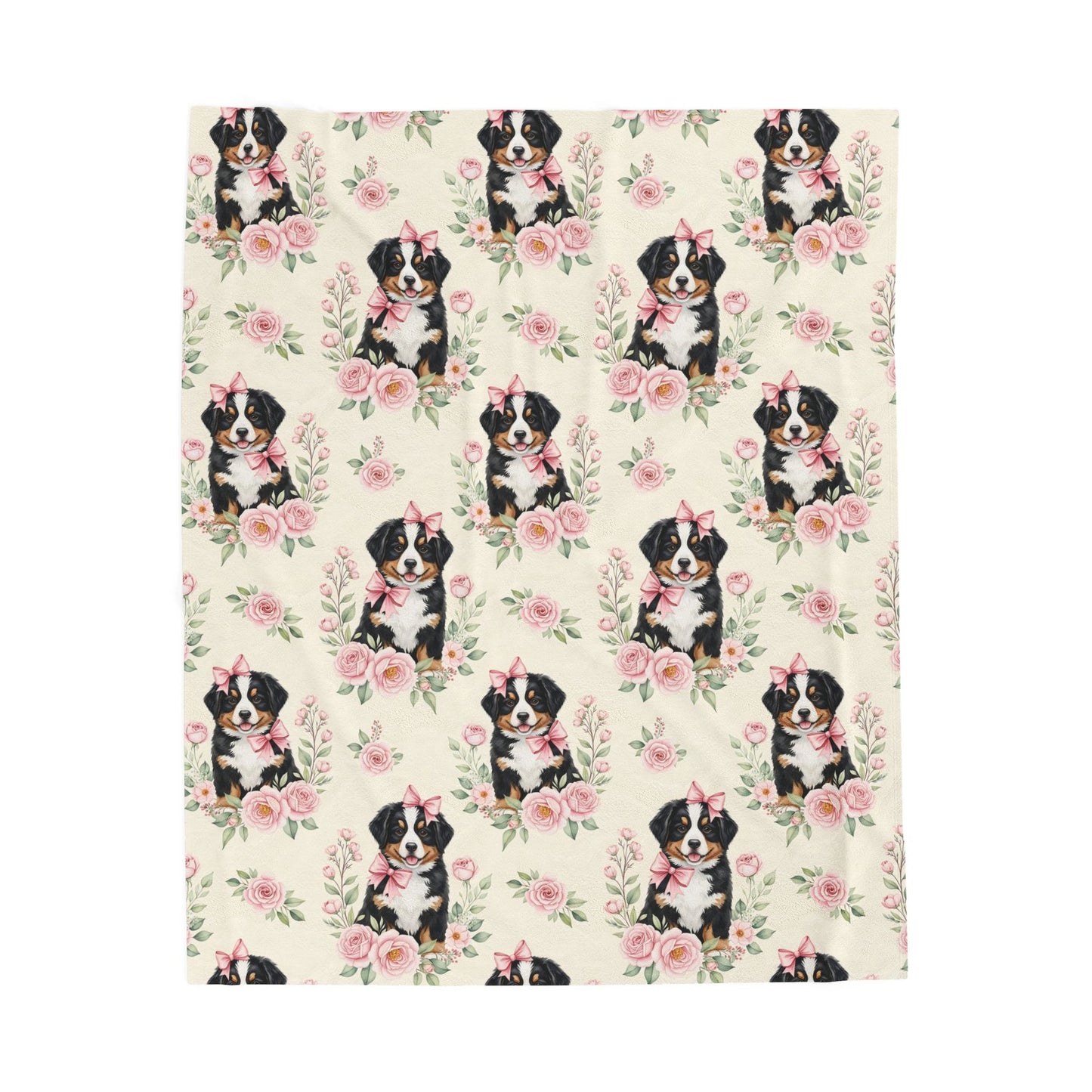 Bernese Mountain Dog Pink Baby Blanket, Berner Dog Baby Shower Baby Girl Newborn Gift Hospital Announcement Blanket Coming Home