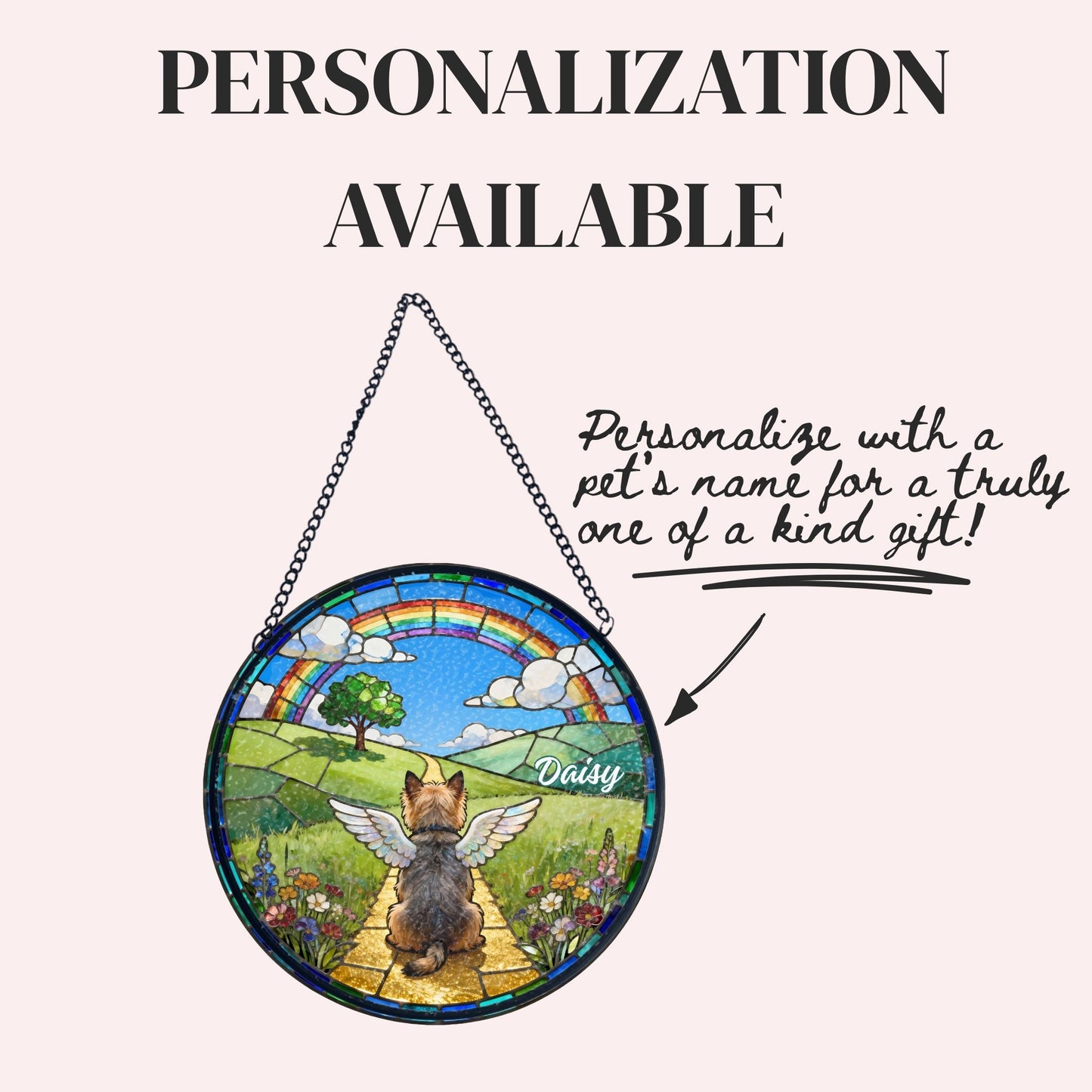 Cairn Terrier Rainbow Bridge Stained Glass Suncatcher