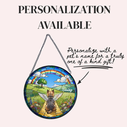 Cairn Terrier Rainbow Bridge Stained Glass Suncatcher