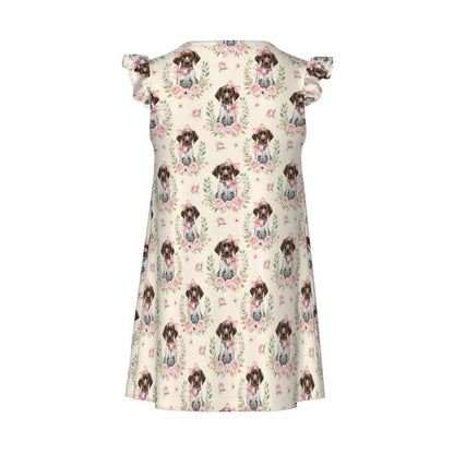 German Shorthaired Pointer Girl's Flutter Sleeve Nightgown