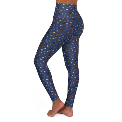 Rottweiler Dog Floral High Waisted Yoga Leggings - Perfect for Fitness & Everyday Wear