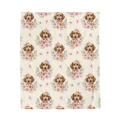Dachshund Pink Baby Blanket, Doxie Weiner Dog Baby Shower Baby Girl Newborn Gift Hospital Announcement Blanket Coming Home