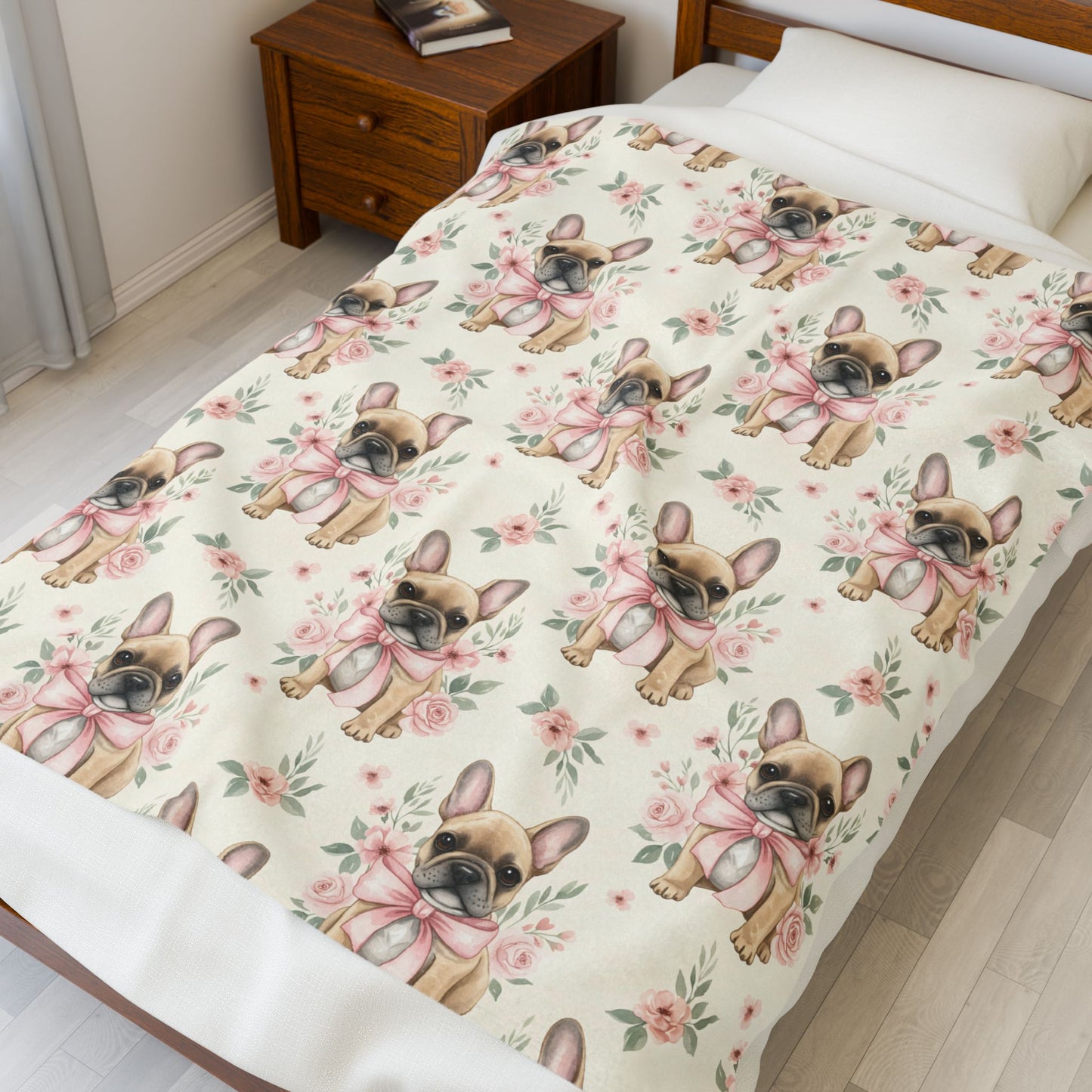 French Bulldog Pink Baby Blanket, Frenchie Dog Baby Shower Baby Girl Newborn Gift Hospital Announcement Blanket Coming Home