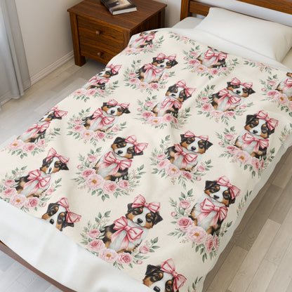 Australian Shepherd Pink Baby Blanket, Aussie Dog Baby Shower Baby Girl Newborn Gift Hospital Announcement Blanket Coming Home