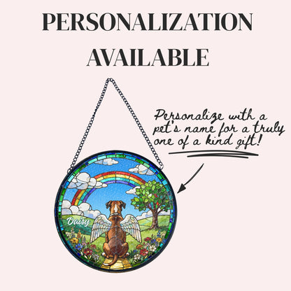 Boxer Dog Rainbow Bridge Stained Glass Suncatcher