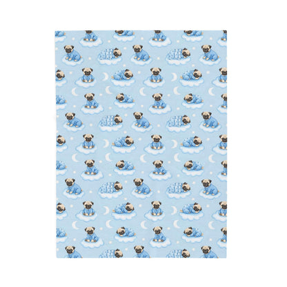 Pug Blue Baby Blanket, Pug Dog Baby Shower Baby Boy Newborn Gift Hospital Announcement Blanket Coming Home