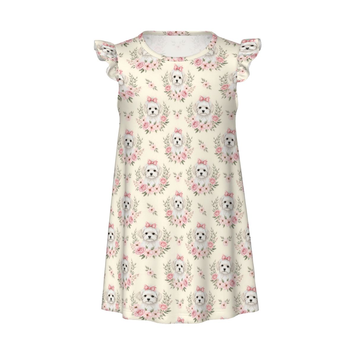 Maltese Girl's Flutter Sleeve Nightgown