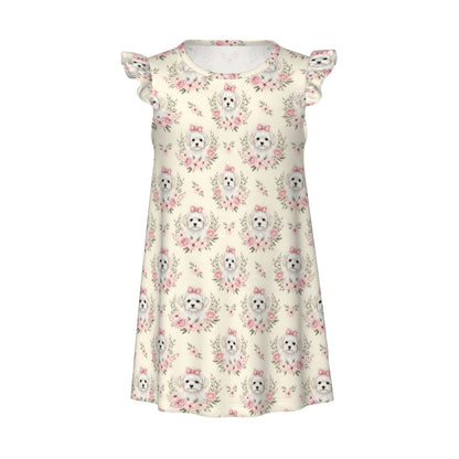 Maltese Girl's Flutter Sleeve Nightgown