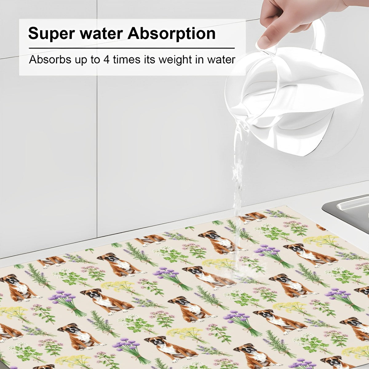 Boxer Dog Large Dish Drying Mat