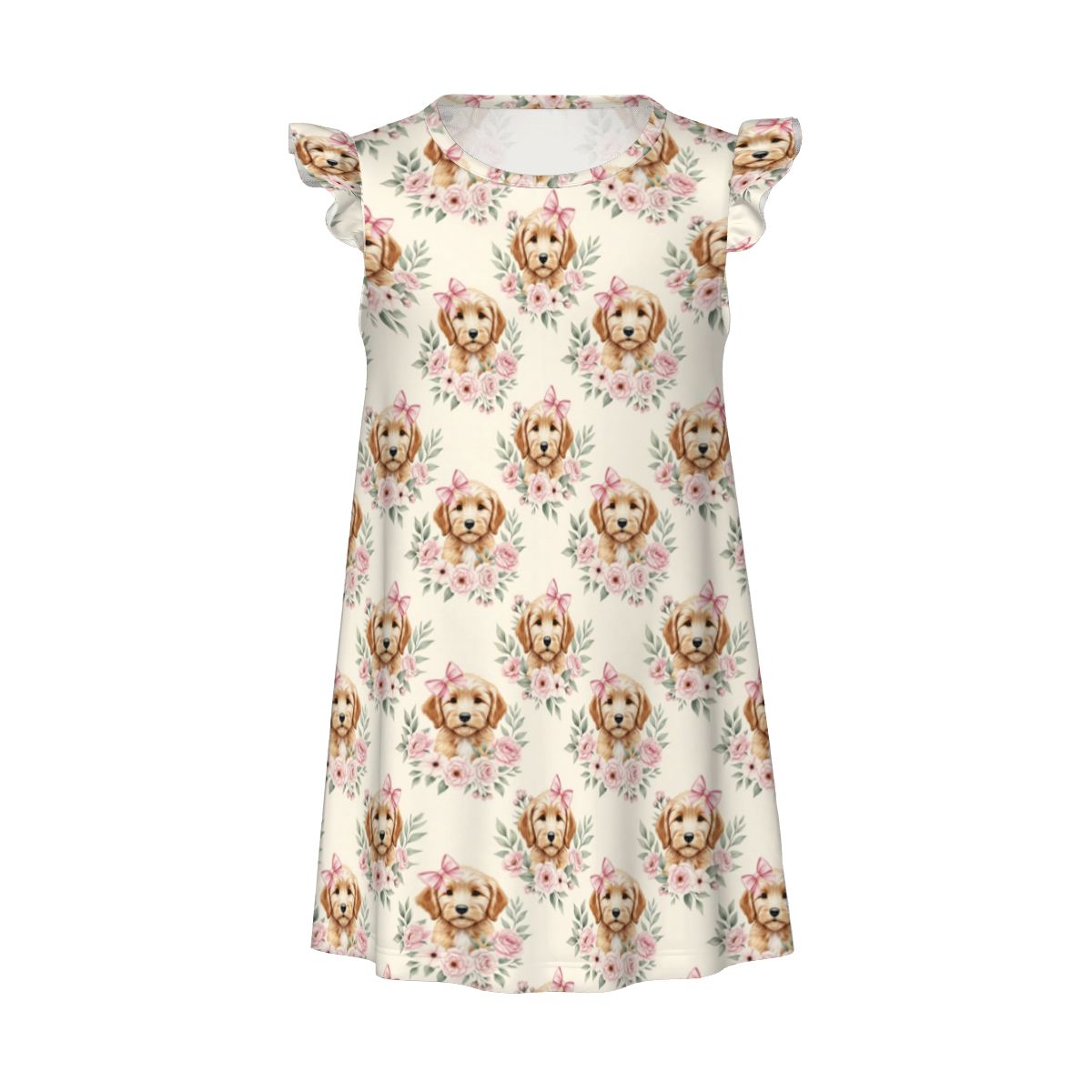 Goldendoodle Girl's Flutter Sleeve Nightgown