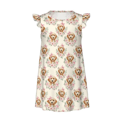 Goldendoodle Girl's Flutter Sleeve Nightgown