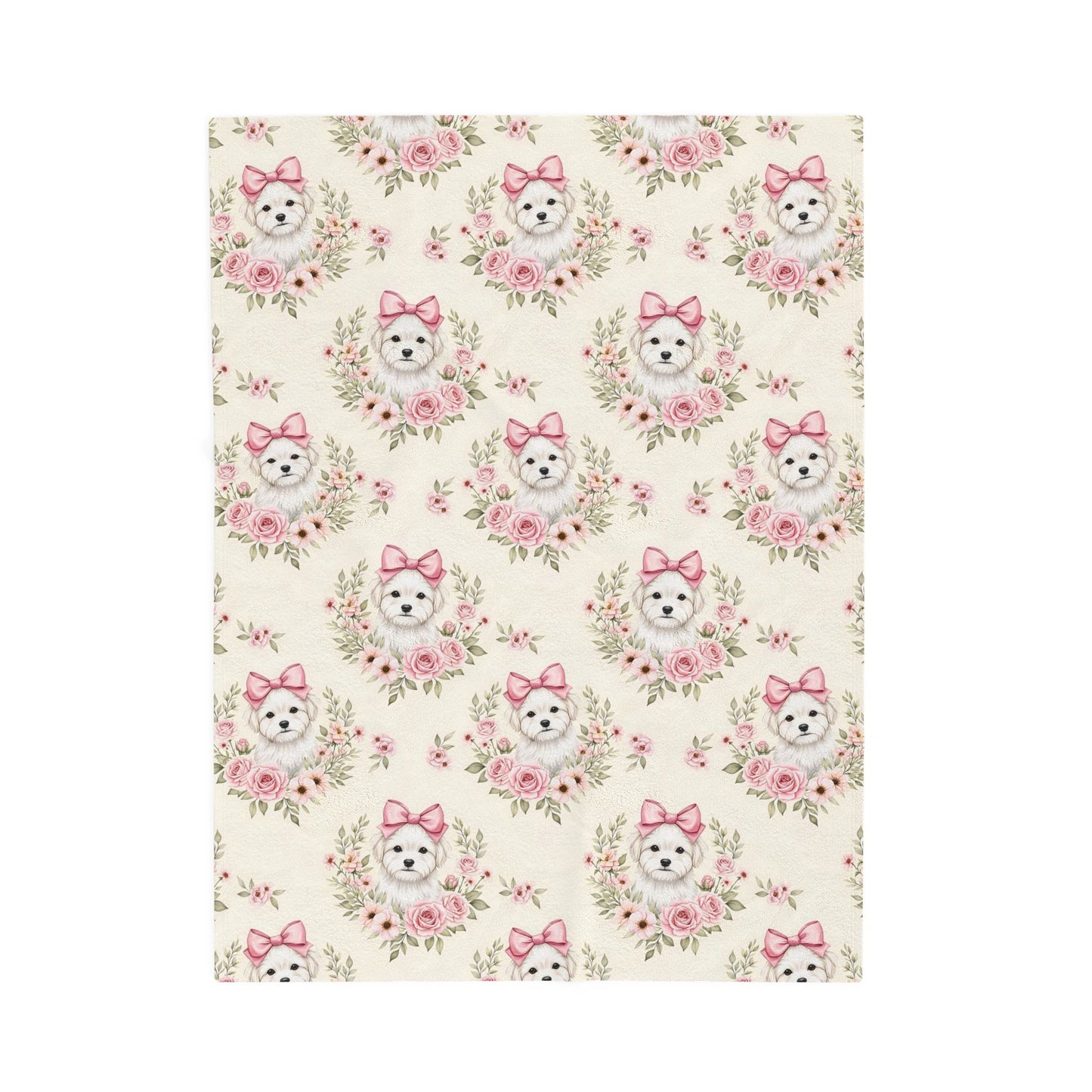 Maltese Pink Baby Blanket, Maltese Dog Baby Shower Baby Girl Newborn Gift Hospital Announcement Blanket Coming Home