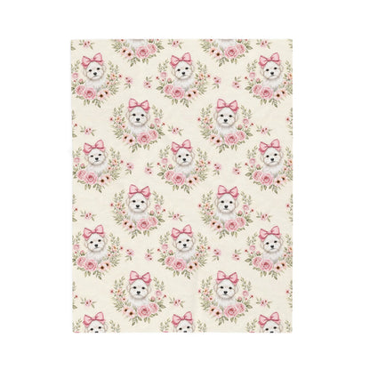 Maltese Pink Baby Blanket, Maltese Dog Baby Shower Baby Girl Newborn Gift Hospital Announcement Blanket Coming Home