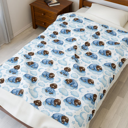 German Shorthaired Pointer Blue Baby Blanket, GSP Dog Baby Shower Baby Boy Newborn Gift Hospital Announcement Blanket Coming Home