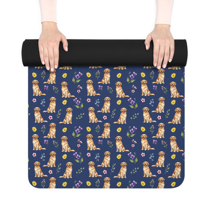 Golden Retriever Dog Floral Yoga Mat – Durable Non-Slip Rubber Surface for Home & Studio Practice