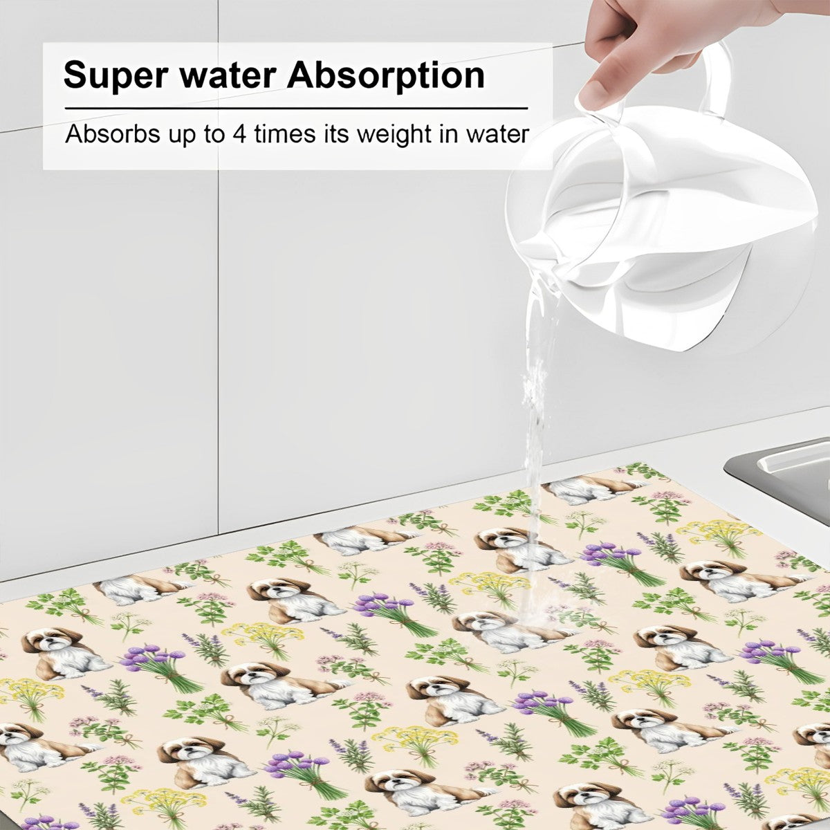 Shih Tzu Large Dish Drying Mat