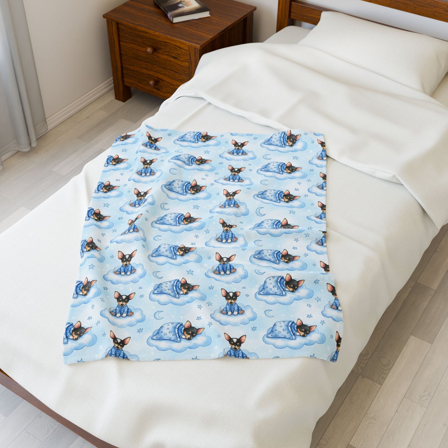 Rat Terrier Blue Baby Blanket, Rat Terrier Dog Baby Shower Baby Boy Newborn Gift Hospital Announcement Blanket Coming Home