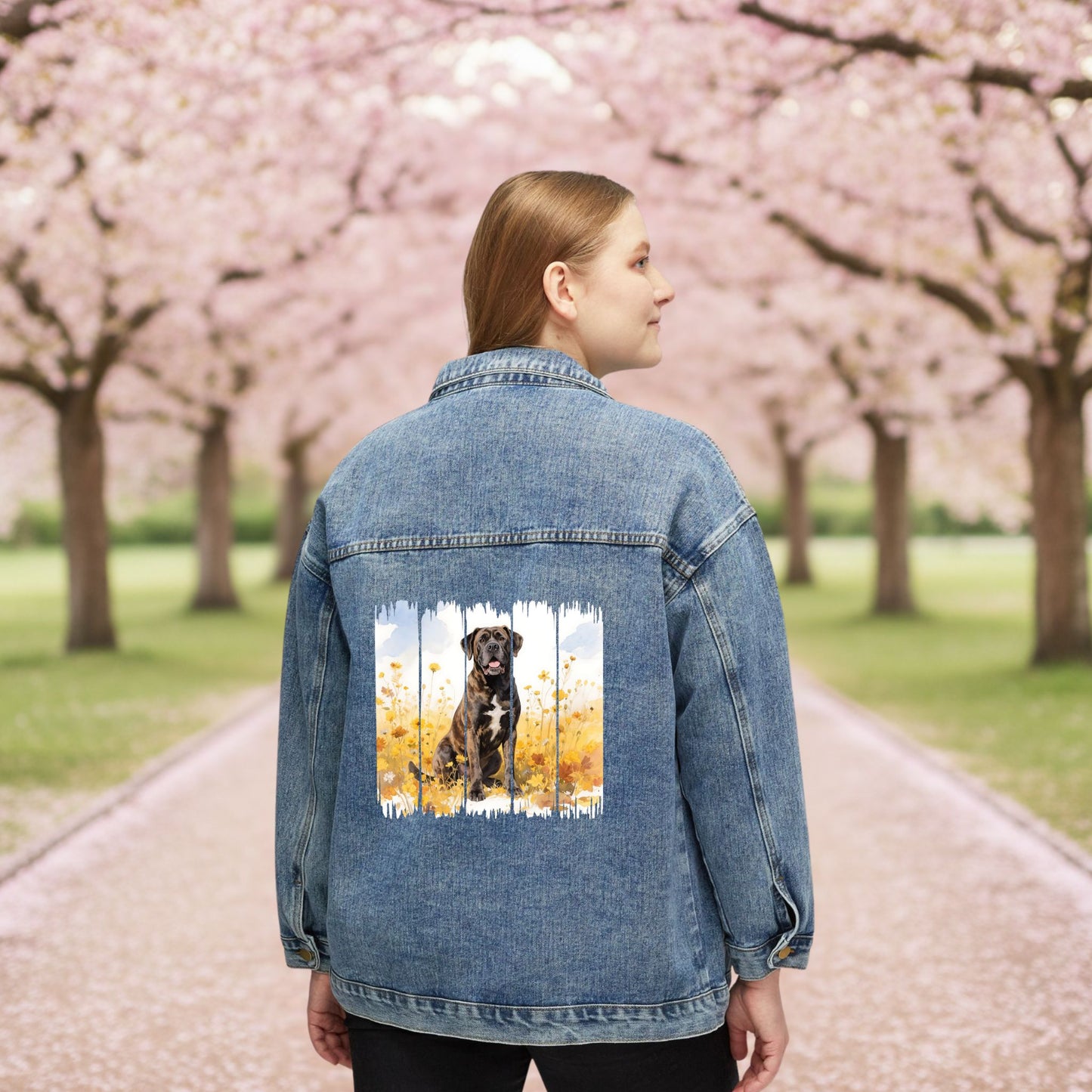 Trendy Cane Corso Dog Women's Denim Jacket, Dog Demin Jacket, Gift for Cane Corso Dog Mom, Gift for Dog Lovers, Fall Dog Style