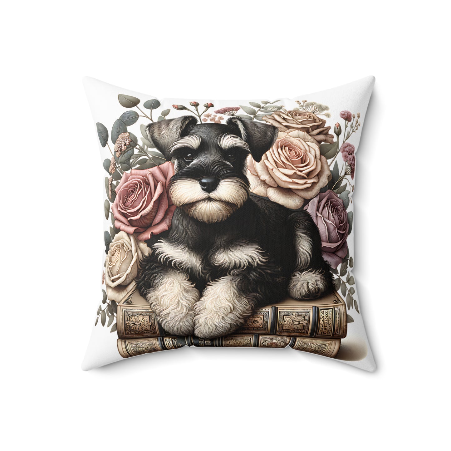 Schnauzer Throw Pillow for Book Lovers